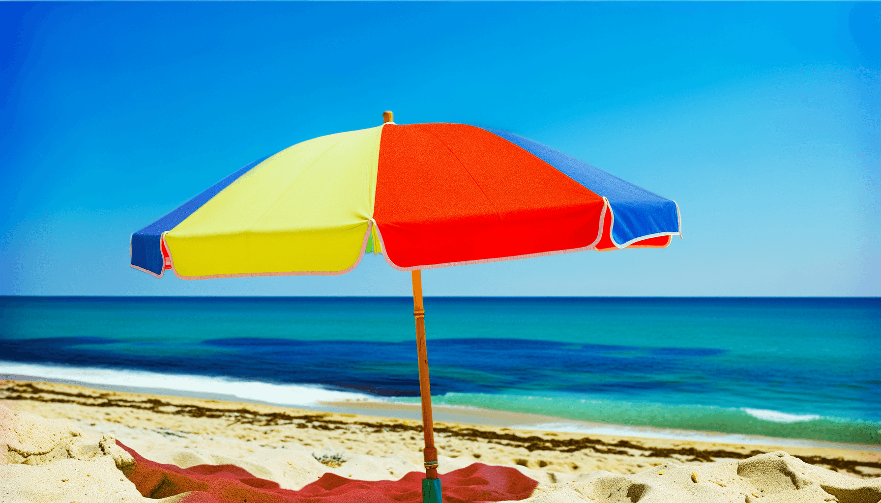Colorful beach umbrella providing shade