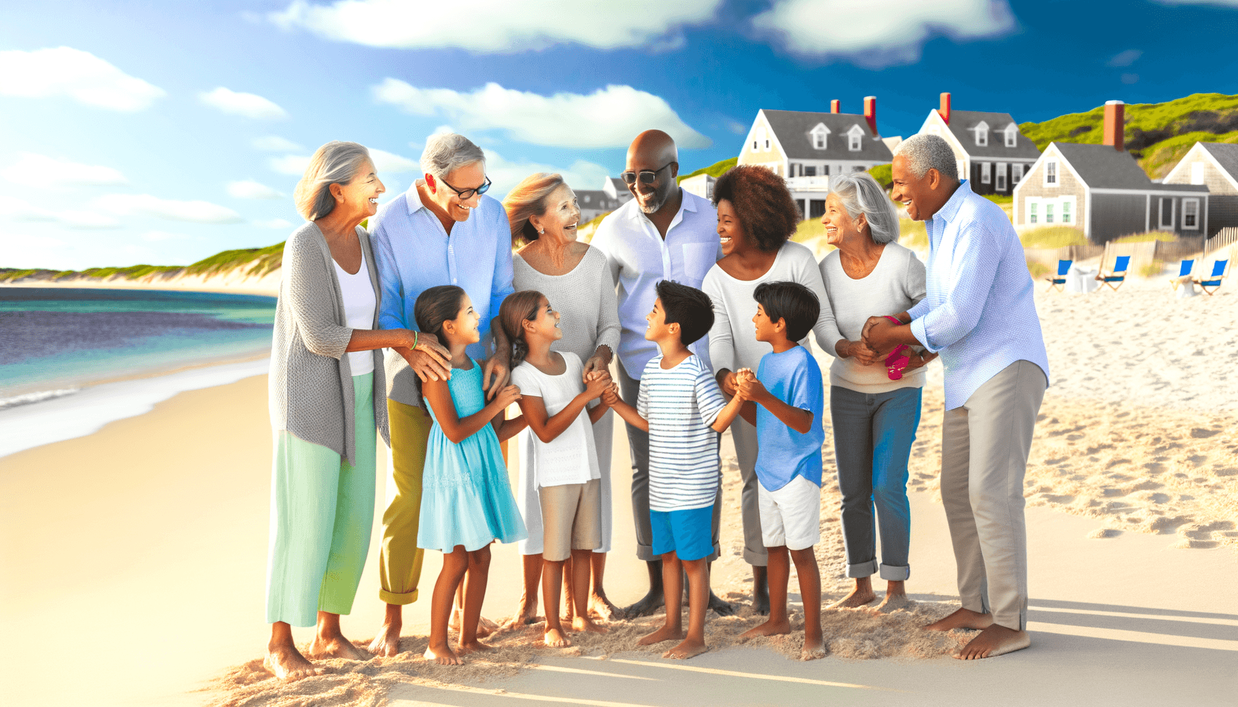 Multi-generational family at beach