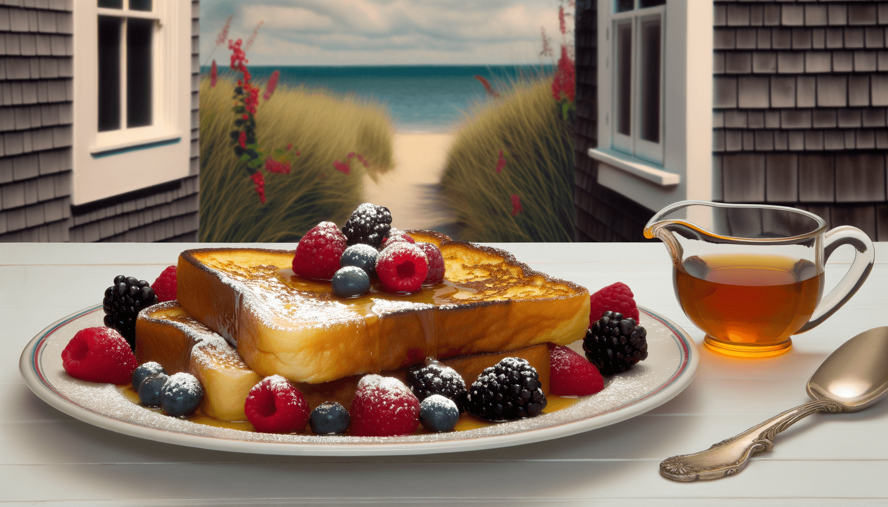 French toast with fresh berries and maple syrup
