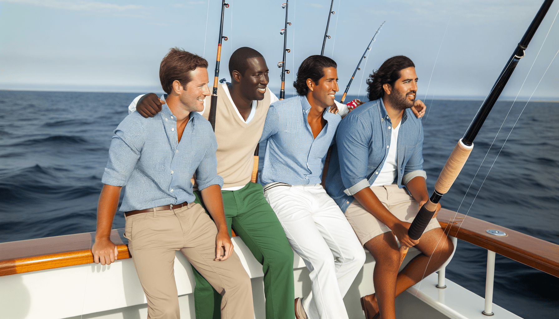 Friends on fishing boat trip