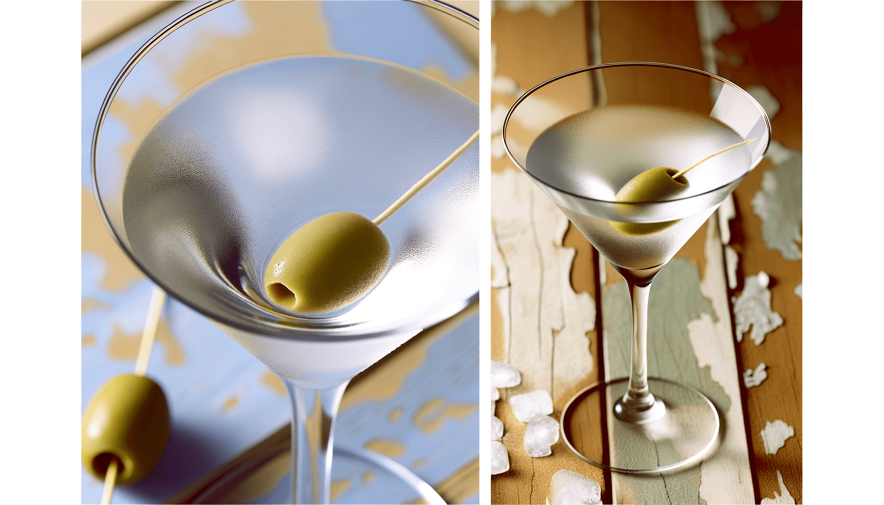 Perfect martini with single olive
