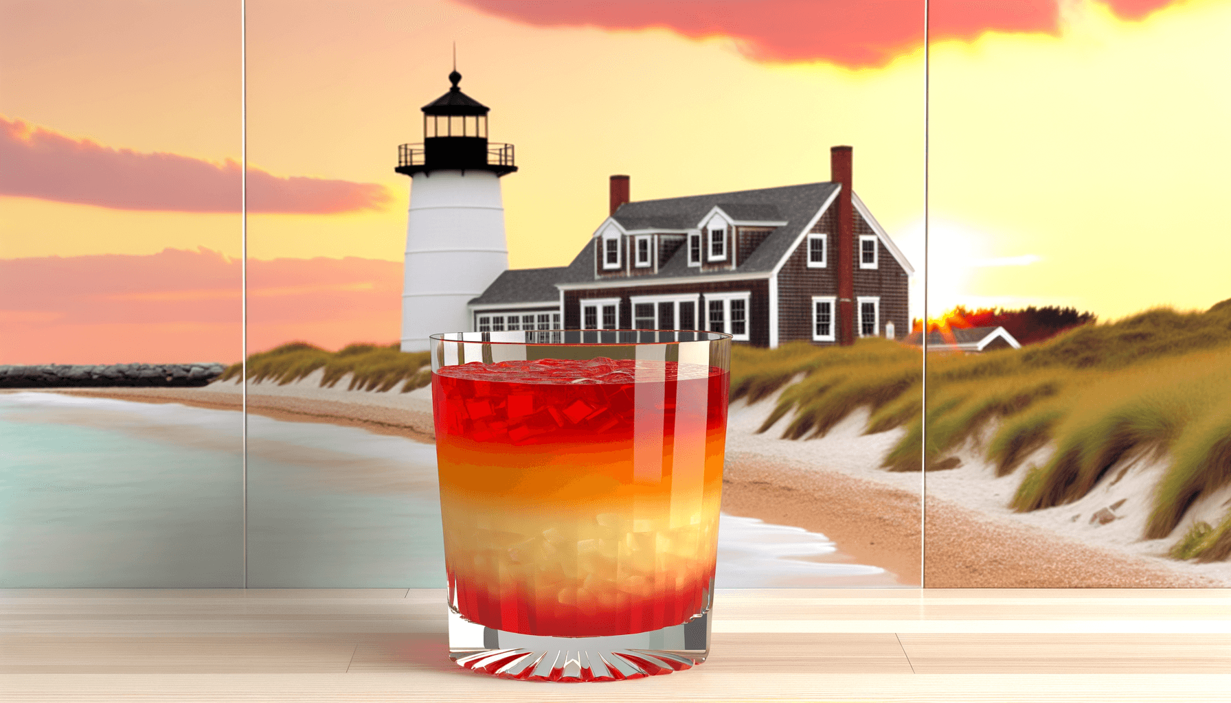 Layered sunset cocktail with orange gradient