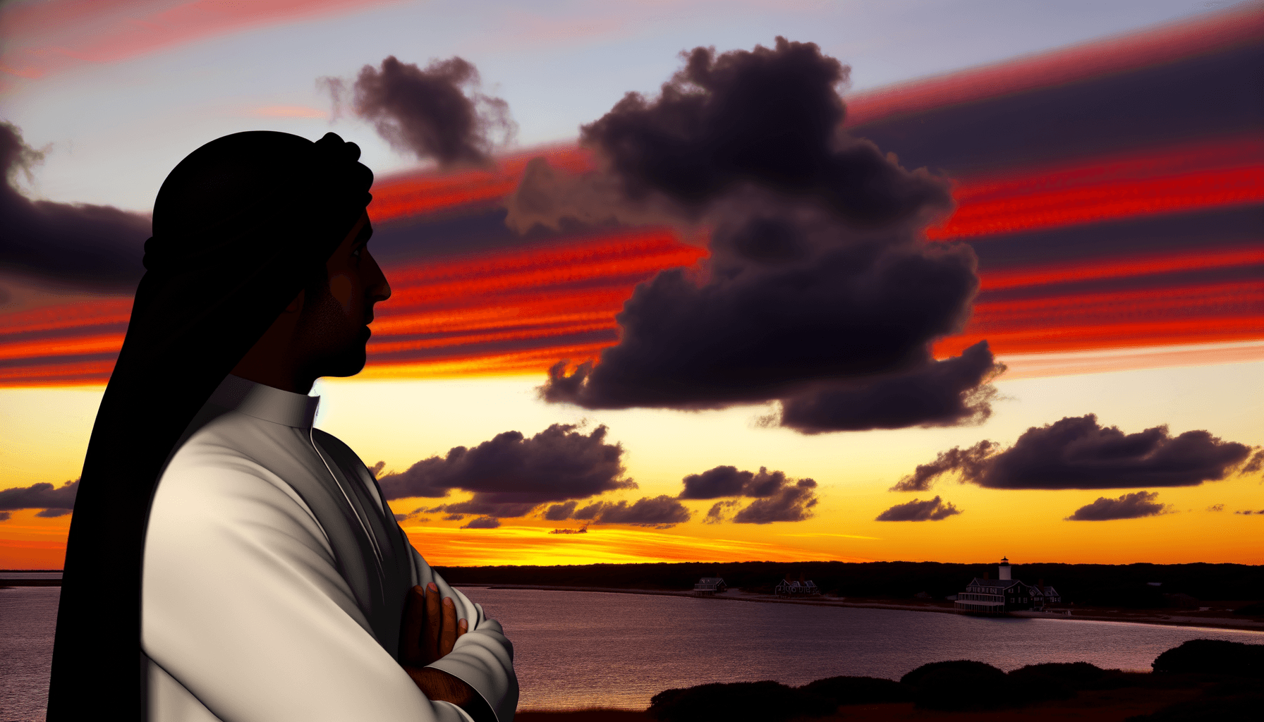 Silhouette of person watching sunset